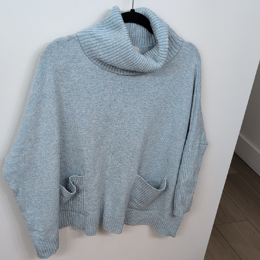 LOFT Soft Heather Blue Cowl Neck Sweater